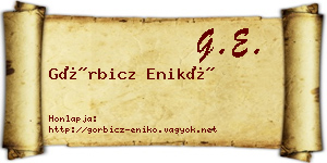 Görbicz Enikő névjegykártya
